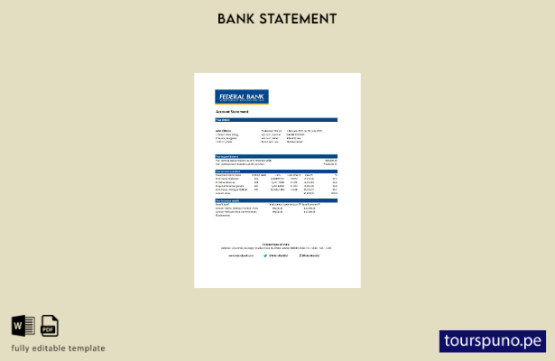listo para imprimir plantilla de Excel de extracto bancario federal de India